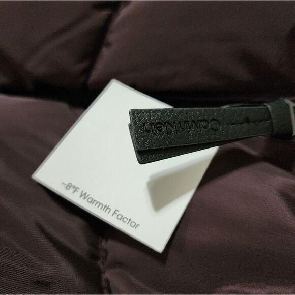 Calvin Klein Puffer Coat Womens‎ L Hooded Faux Fur Trim Quilted Winter Warm New - Picture 7 of 14